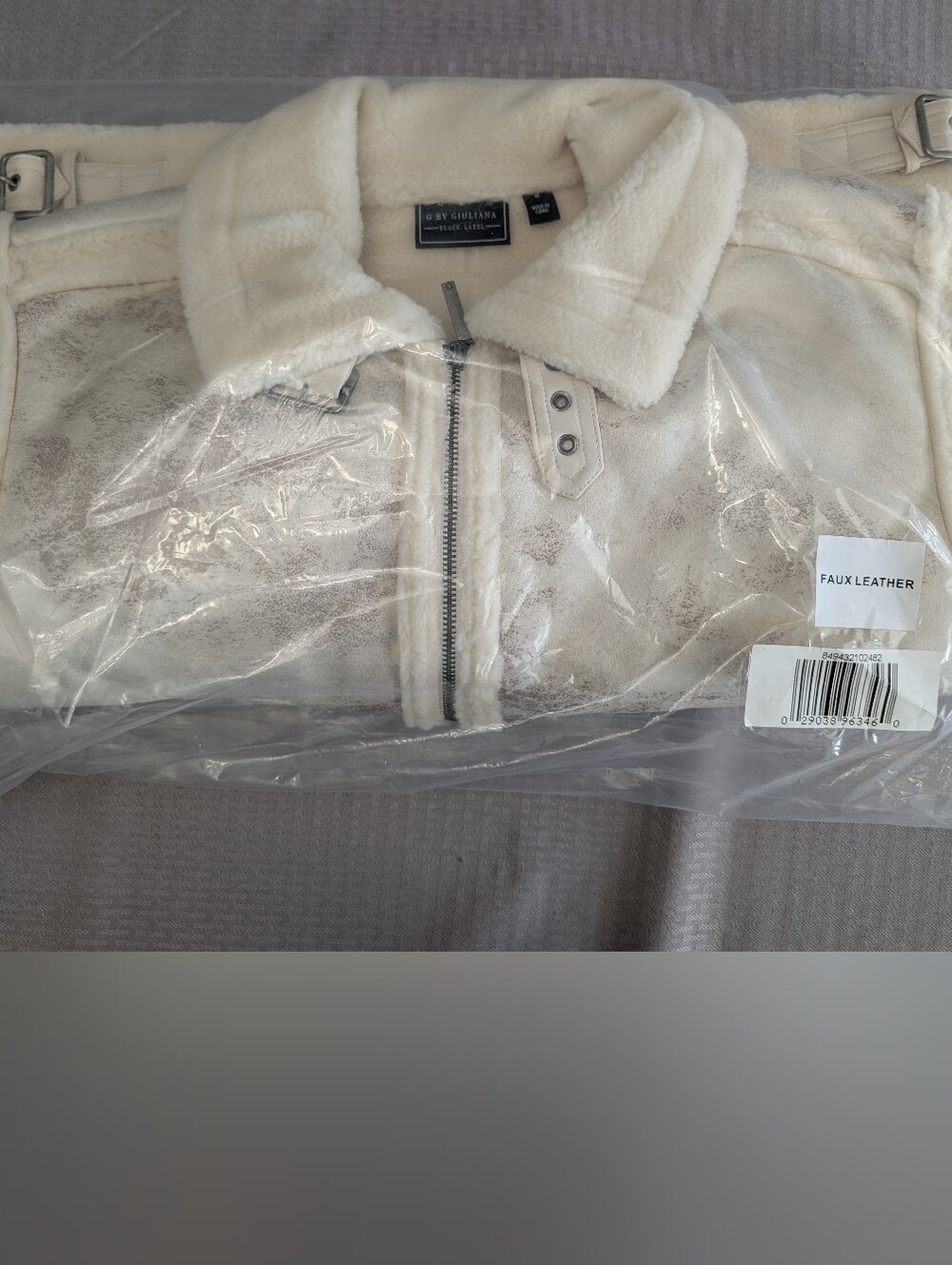 G by Giuliana Black Label Faux Suede and Shearling Zip Front Coat Size M Ivory - Picture 15 of 15